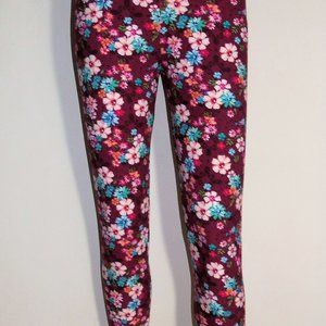 New Mix BLOSSOMS ON BURGUNDY Brushed Fiber Leggings